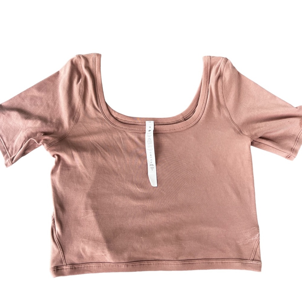 Lululemon Align Crop Top Boatneck Midsleeve NWOT Dusty Rose